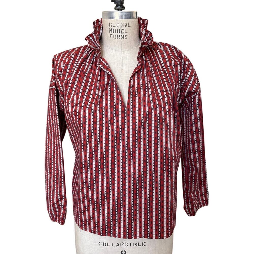 Never A Wallflower Marrakesh Rust Beetle Scarab Print Blouse Size XS NEW